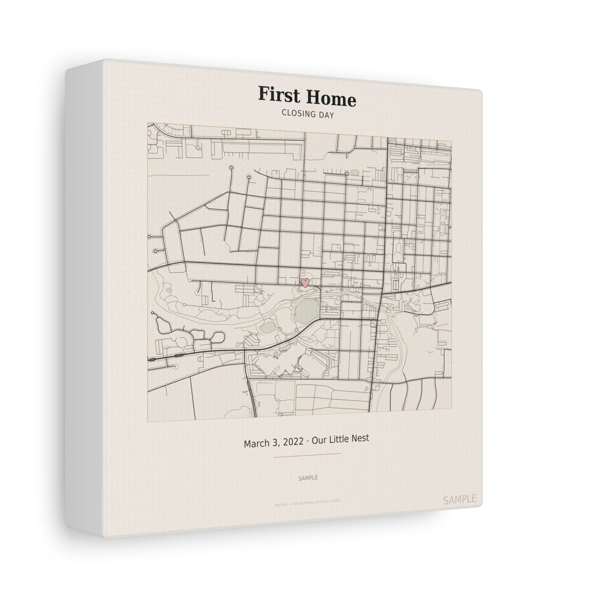 First Home Map Personalized Closing Day Canvas Print Housewarming Gift