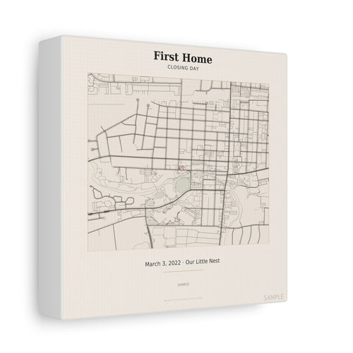 First Home Map Personalized Closing Day Canvas Print Housewarming Gift