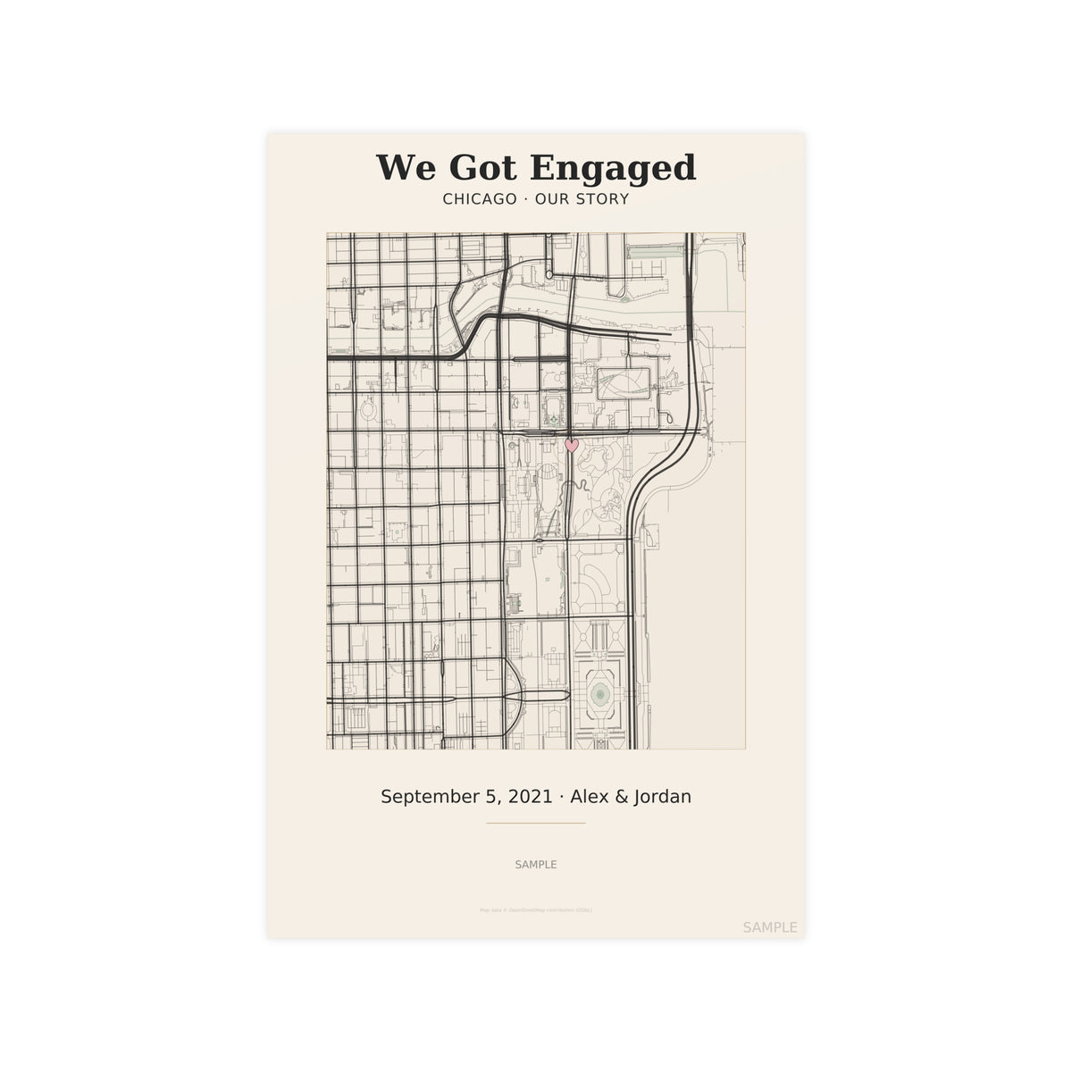 Where We Got Engaged map poster – personalized engagement map gift