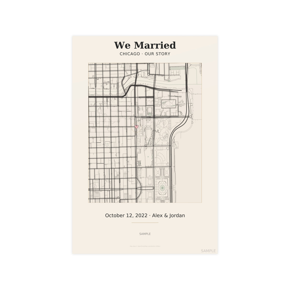 Where We Married map poster – personalized couple milestone print