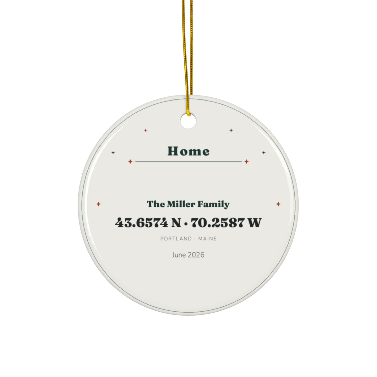 Personalized Home Coordinates Christmas Ornament, Custom GPS Coordinates Ornament with Family Name
