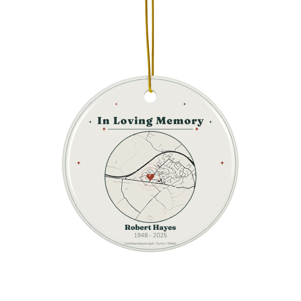 Personalized In Loving Memory Christmas Ornament, Custom Memorial Map Ornament with Name and Dates