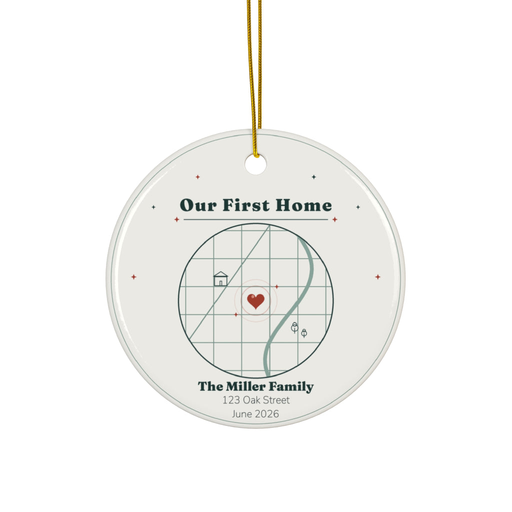 Personalized First Home Christmas Ornament, Custom New Home Map Ornament with Family Name, Address and Move Date