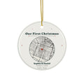 Personalized Newlywed First Christmas Ornament, Custom Our First Christmas Map Ornament with Couple Names and Wedding Date