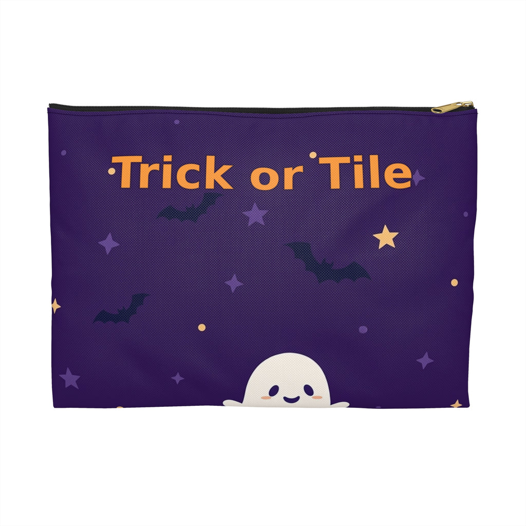 Personalized Halloween Mahjong Tile Pouch, Trick or Tile Zipper Bag, Custom Name Mahjong Gift