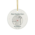 Personalized Teacher Christmas Ornament, Custom Best Teacher Ever Map Ornament with Name, School and Year