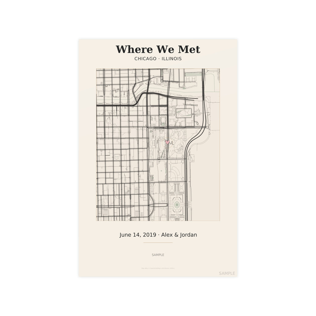 Where We Met anniversary map poster – custom personalized anniversary gift