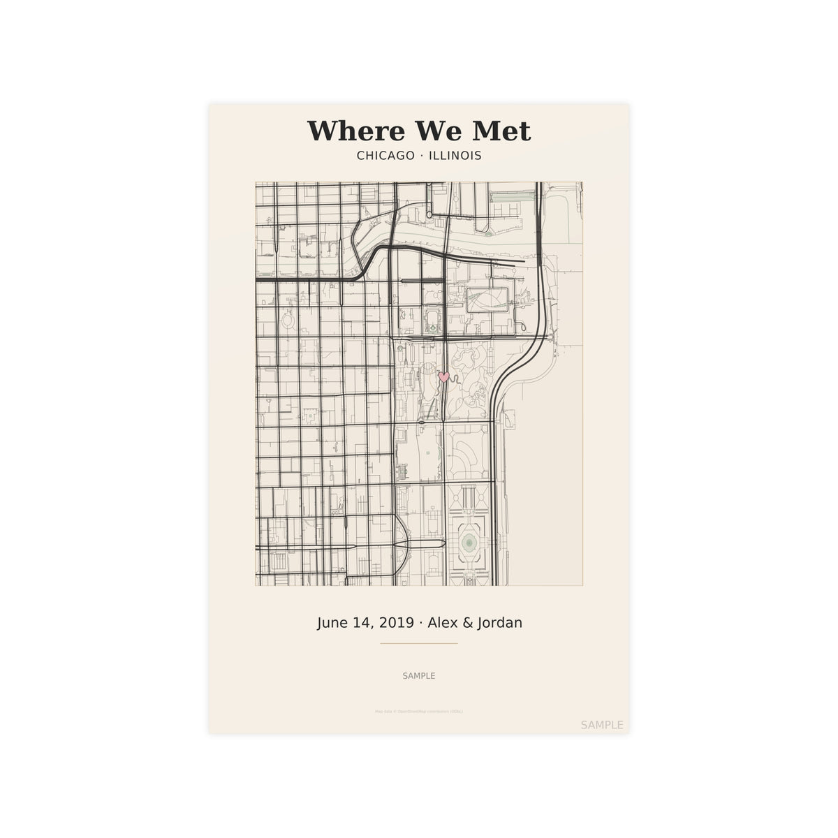 Where We Met anniversary map poster – custom personalized anniversary gift
