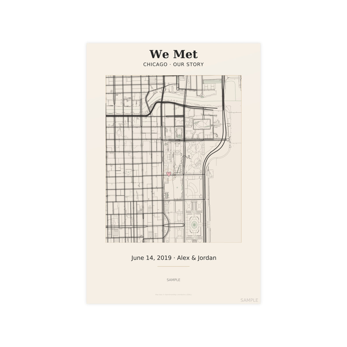 Where We Met map poster – personalized couple milestone print