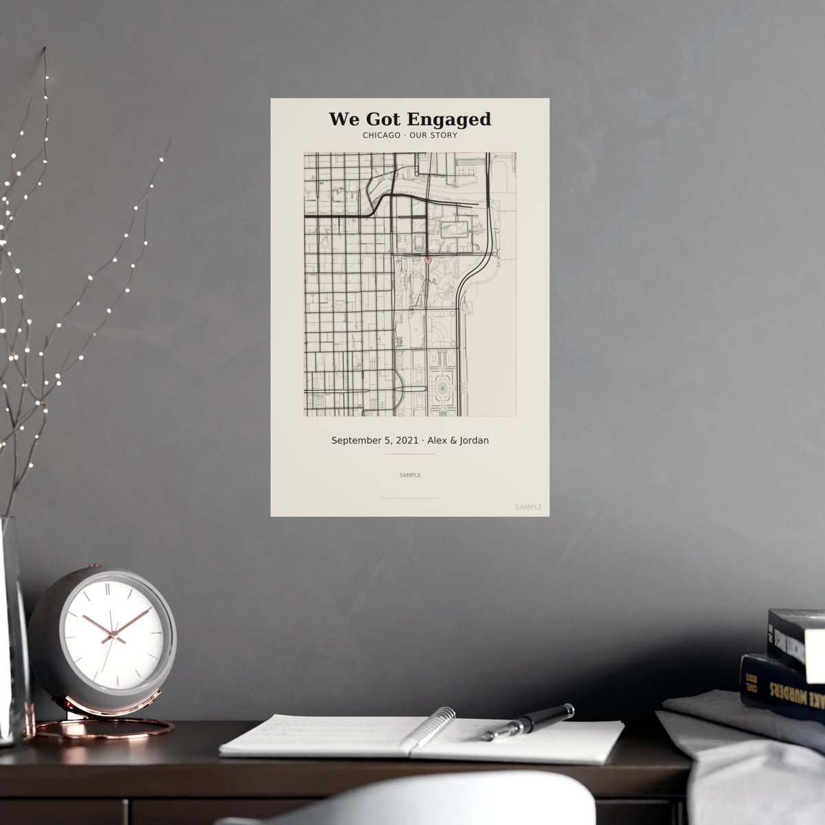 Where We Got Engaged Map Poster Personalized Couple Milestone Print