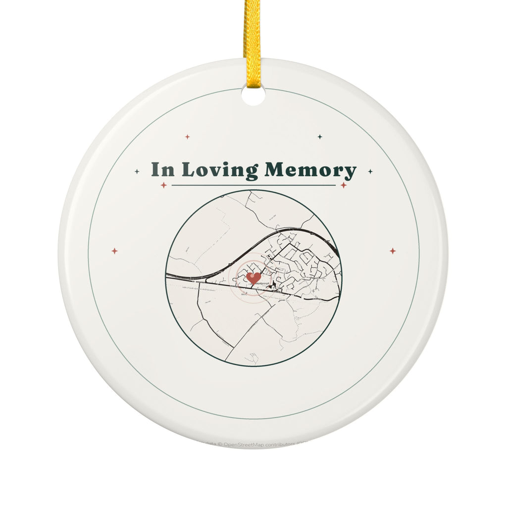 Personalized In Loving Memory Christmas Ornament, Custom Memorial Map Ornament with Name and Dates