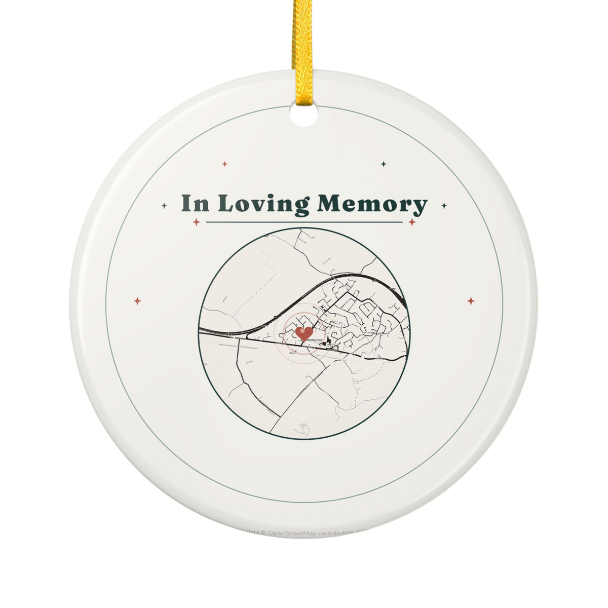Personalized In Loving Memory Christmas Ornament, Custom Memorial Map Ornament with Name and Dates