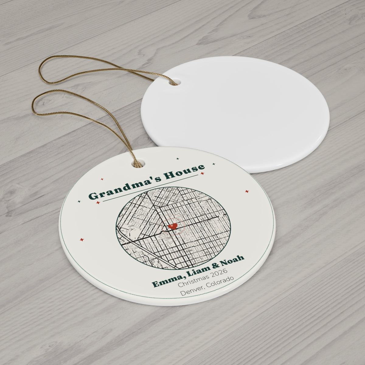 Personalized Grandma's House Christmas Ornament, Custom Grandkids Names Map Ornament