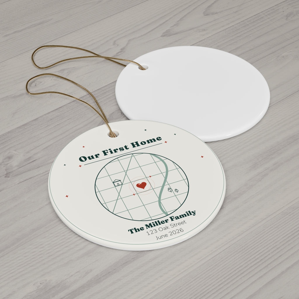 Personalized First Home Christmas Ornament, Custom New Home Map Ornament with Family Name, Address and Move Date