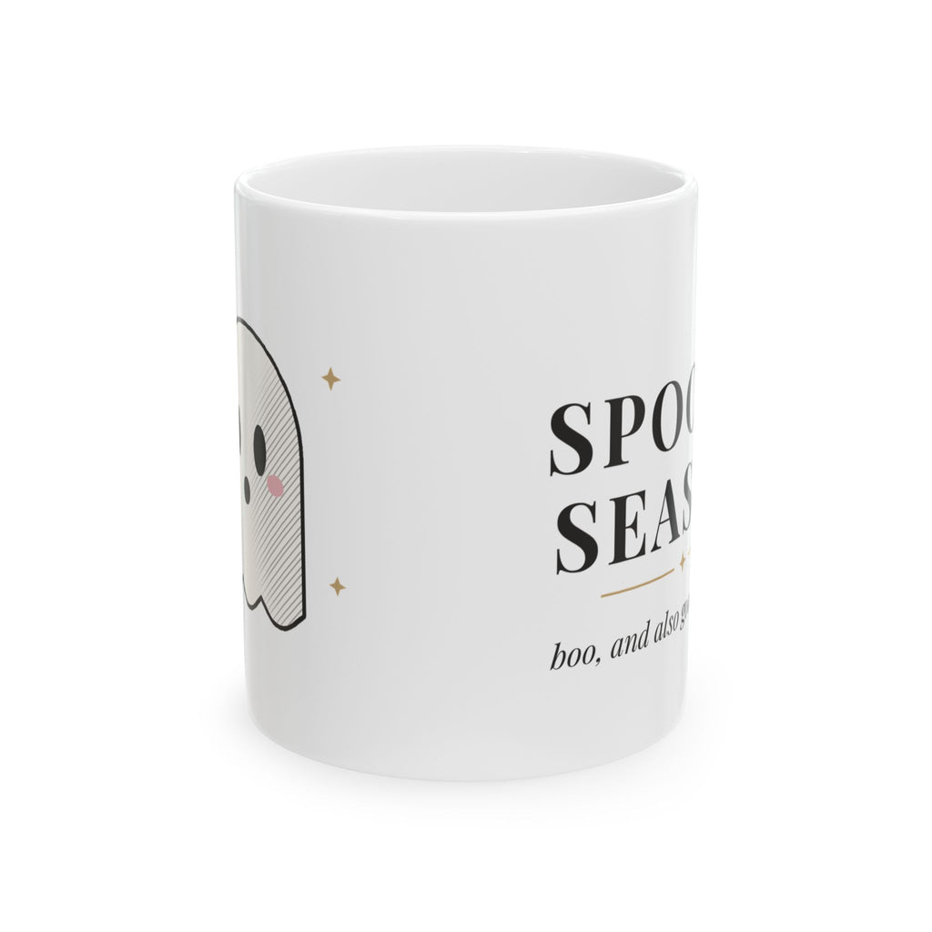 Ghost Spooky Season Mug, Cute Halloween Coffee Mug, Fall Ghost Cup Gift, 11 oz Ceramic
