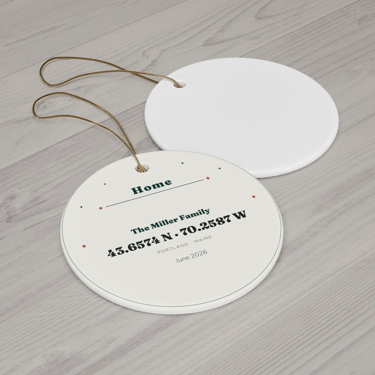 Personalized Home Coordinates Christmas Ornament, Custom GPS Coordinates Ornament with Family Name