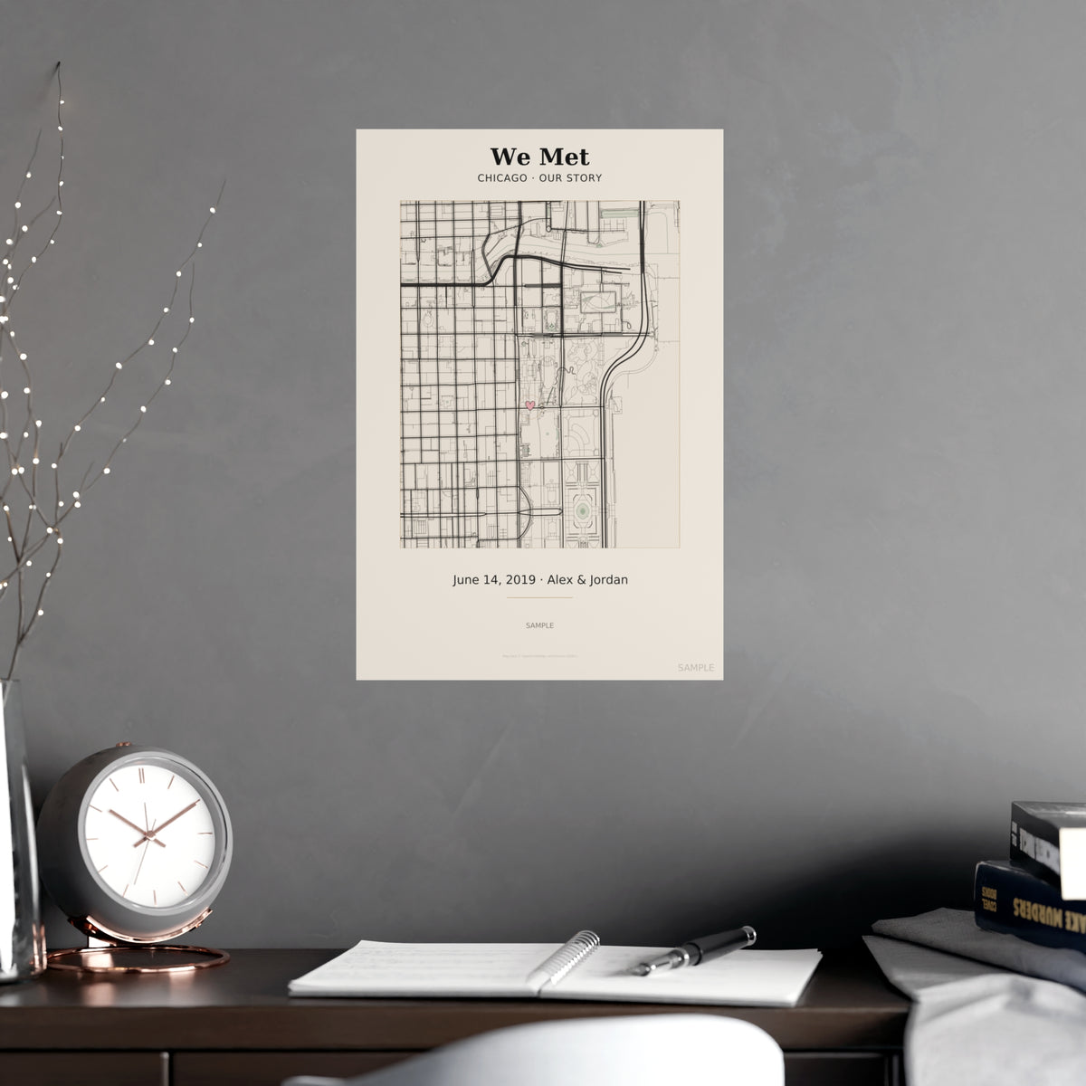 Where We Met Map Poster Personalized Couple Milestone Print Met