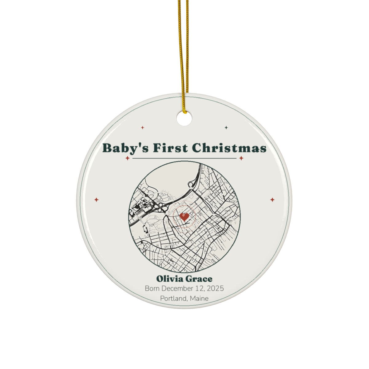 Personalized Baby's First Christmas Ornament, Custom Newborn Map Ornament with Baby Name and Birth Date